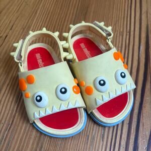 Mini‎ Melissa yellow monster face rubber spiked slip on sandals SIZE 7